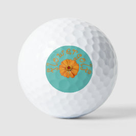 Flowergolf golfballen, Sinaasappel op lt blauw Golfballen