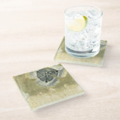 Flowerhead Abstract met gegloeide textuur Glazen Onderzetter (Schuin)