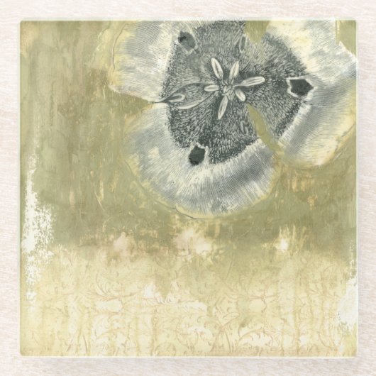 Flowerhead Abstract met gegloeide textuur Glazen Onderzetter (Voorkant)