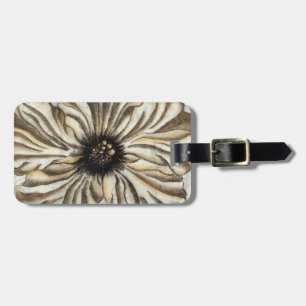Flowerhead Fresco op Tan Background Bagagelabel