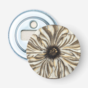 Flowerhead Fresco op Tan Background Button Flesopener