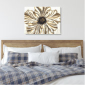 Flowerhead Fresco op Tan Background Canvas Afdruk (Insitu (Slaapkamer))