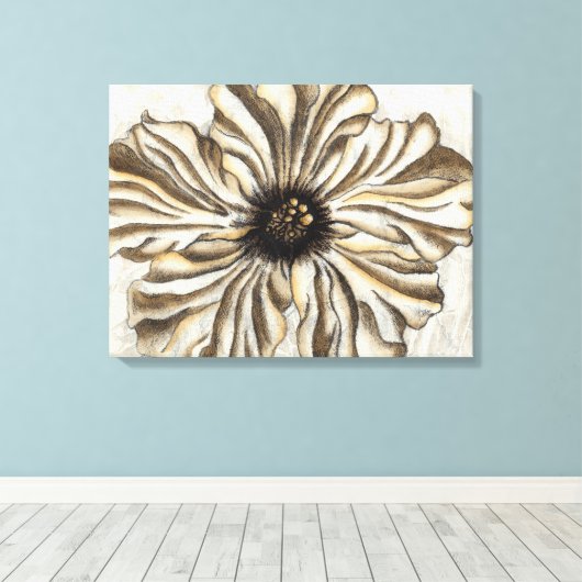 Flowerhead Fresco op Tan Background Canvas Afdruk (Insitu (Houten vloer))