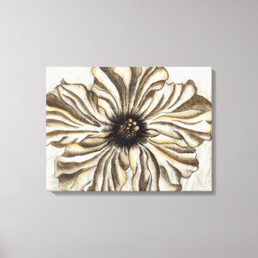 Flowerhead Fresco op Tan Background Canvas Afdruk (Voorkant)