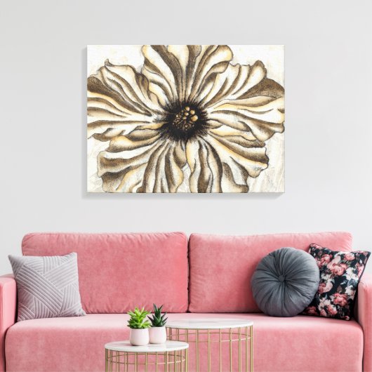 Flowerhead Fresco op Tan Background Canvas Afdruk (Insitu (Woonkamer))