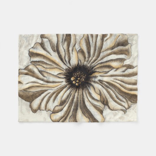 Flowerhead Fresco op Tan Background Fleece Deken (Voorkant (Horizontaal))