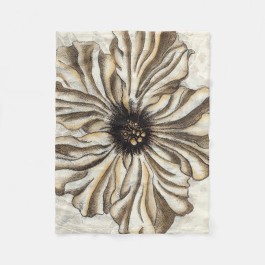 Flowerhead Fresco op Tan Background Fleece Deken (Voorkant)