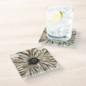 Flowerhead Fresco op Tan Background Glazen Onderzetter (Schuin)