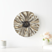Flowerhead Fresco op Tan Background Grote Klok (Huis)