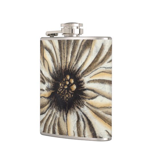 Flowerhead Fresco op Tan Background Heupfles (Links)