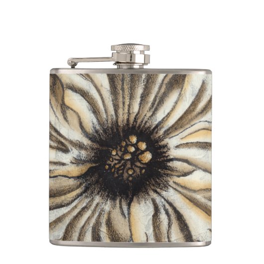Flowerhead Fresco op Tan Background Heupfles (Voorkant)