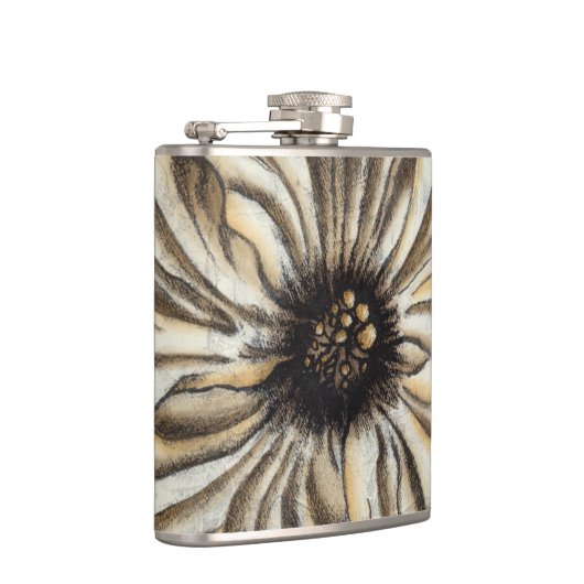 Flowerhead Fresco op Tan Background Heupfles (Rechts)