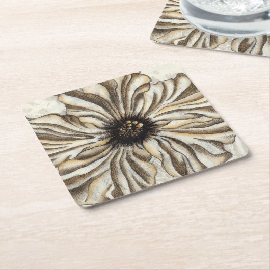 Flowerhead Fresco op Tan Background Kartonnen Onderzetters (Schuin)