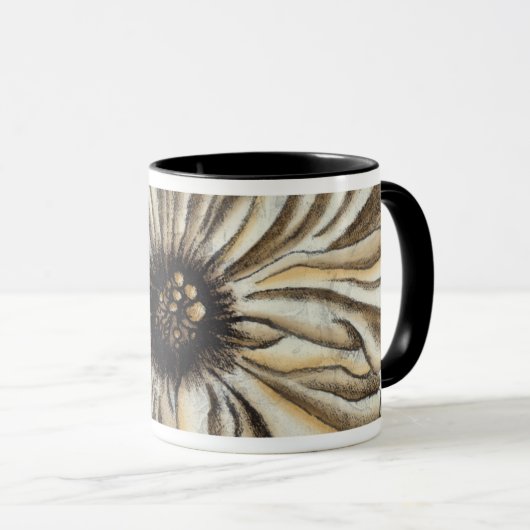 Flowerhead Fresco op Tan Background Mok (Voorkant rechts)