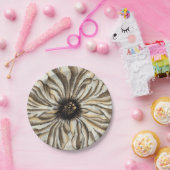 Flowerhead Fresco op Tan Background Papieren Bordje (Feest)