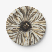 Flowerhead Fresco op Tan Background Papieren Bordje (Voorkant)
