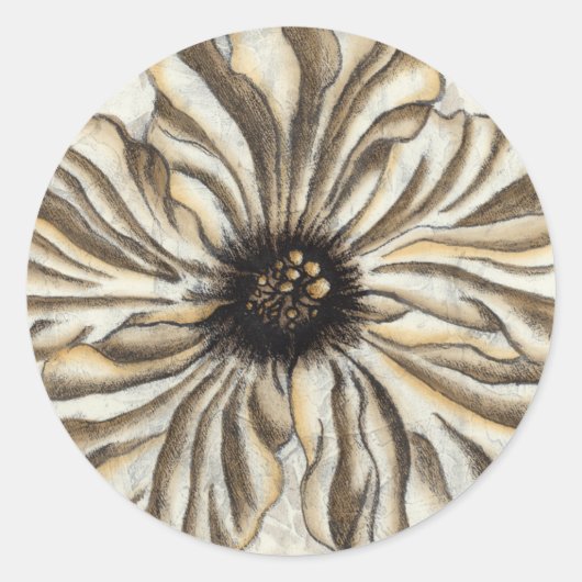 Flowerhead Fresco op Tan Background Ronde Sticker (Voorkant)