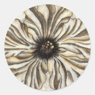 Flowerhead Fresco op Tan Background Ronde Sticker