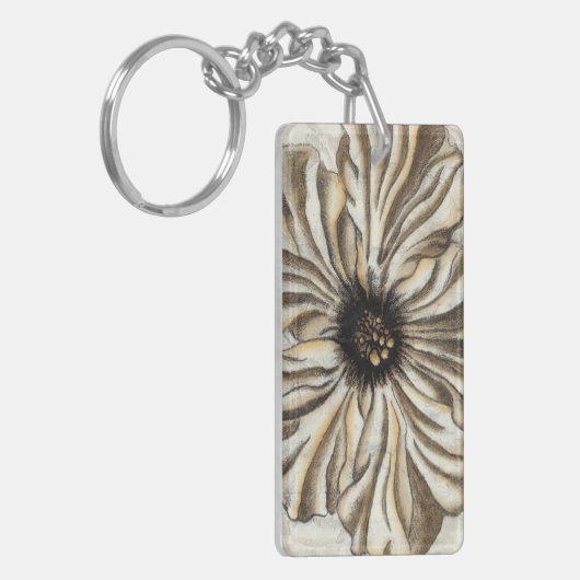 Flowerhead Fresco op Tan Background Sleutelhanger (Voorkant Links)