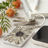 Flowerhead Fresco op Tan Background Sleutelhanger (Voorkant Rechts)