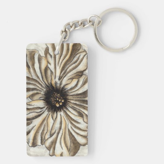 Flowerhead Fresco op Tan Background Sleutelhanger (achterkant)