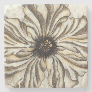 Flowerhead Fresco op Tan Background Stenen Onderzetter