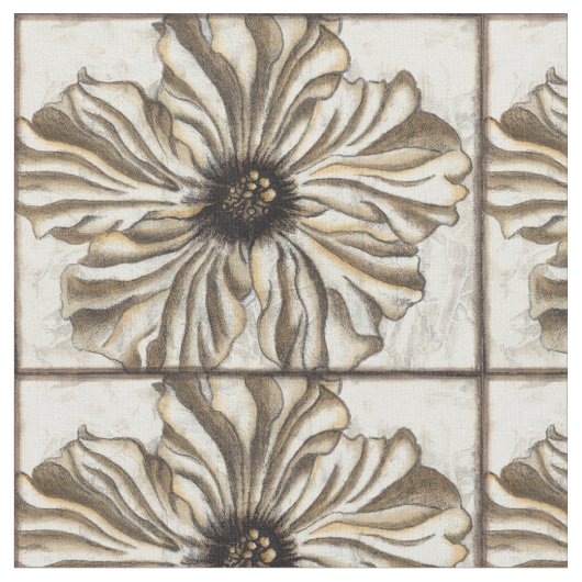 Flowerhead Fresco op Tan Background Stof (Close Up)