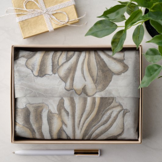 Flowerhead Fresco op Tan Background Tissuepapier (Geschenk)