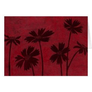 Flowerhead Silhouettes op Crimson Background