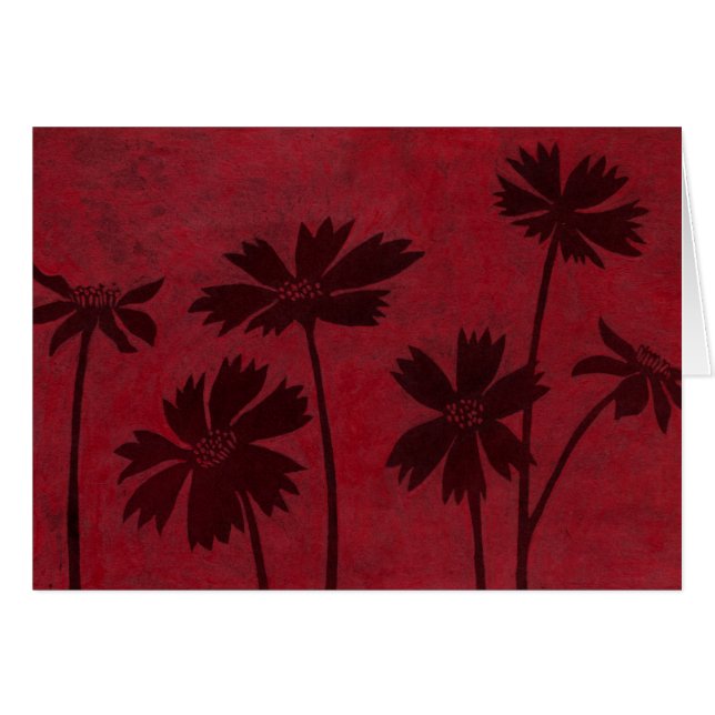 Flowerhead Silhouettes op Crimson Background (Voorkant Horizontaal)