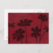 Flowerhead Silhouettes op Crimson Background Briefkaart (Voorkant / Achterkant)