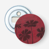 Flowerhead Silhouettes op Crimson Background Button Flesopener (Voorkant)