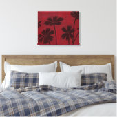 Flowerhead Silhouettes op Crimson Background Canvas Afdruk (Insitu (Slaapkamer))