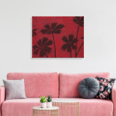 Flowerhead Silhouettes op Crimson Background Canvas Afdruk (Insitu (Woonkamer))