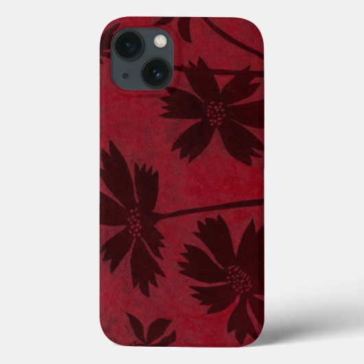 Flowerhead Silhouettes op Crimson Background Case-Mate iPhone Case (Achterkant)