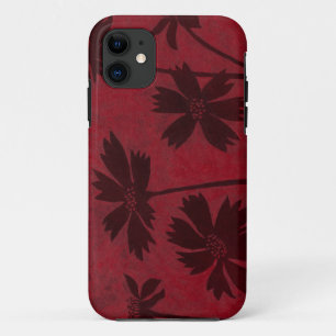 Flowerhead Silhouettes op Crimson Background Case-Mate iPhone Case