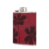 Flowerhead Silhouettes op Crimson Background Heupfles (Links)