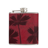 Flowerhead Silhouettes op Crimson Background Heupfles (Voorkant)