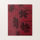 Flowerhead Silhouettes op Crimson Background Legpuzzel (Verticaal)