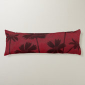 Flowerhead Silhouettes op Crimson Background Lichaamskussen (Voorkant)