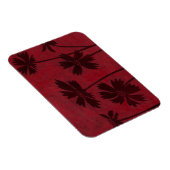 Flowerhead Silhouettes op Crimson Background Magneet (Rechterzijde)