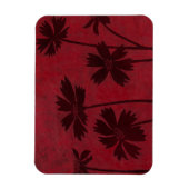 Flowerhead Silhouettes op Crimson Background Magneet (Verticaal)