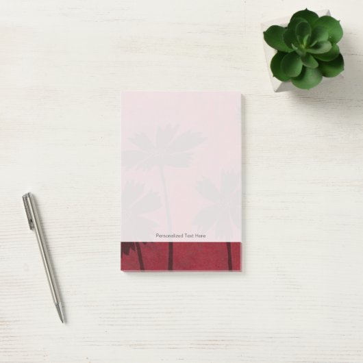 Flowerhead Silhouettes op Crimson Background Post-it® Notes (Kantoor)