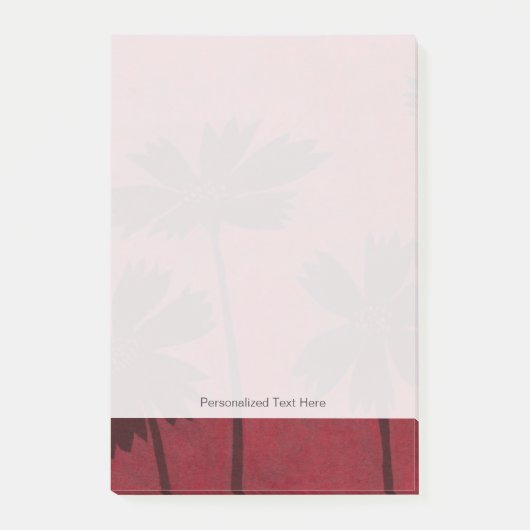 Flowerhead Silhouettes op Crimson Background Post-it® Notes (Voorkant)