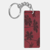 Flowerhead Silhouettes op Crimson Background Sleutelhanger (Voorkant Links)
