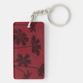 Flowerhead Silhouettes op Crimson Background Sleutelhanger (achterkant)