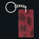 Flowerhead Silhouettes op Crimson Background Sleutelhanger<br><div class="desc">Drijvende silhouettes worden geplaatst tegen een achtergrond van krimpen in dit hedendaagse botanische schilderij. Het diepe rood van de achtergrond dient als een groot accent voor de in dit stuk afgebeelde bloemschaduwen.</div>