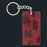 Flowerhead Silhouettes op Crimson Background Sleutelhanger<br><div class="desc">Drijvende silhouettes worden geplaatst tegen een achtergrond van krimpen in dit hedendaagse botanische schilderij. Het diepe rood van de achtergrond dient als een groot accent voor de in dit stuk afgebeelde bloemschaduwen.</div>