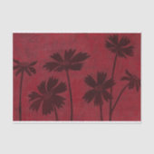 Flowerhead Silhouettes op Crimson Background Tissuepapier (Voorkant)