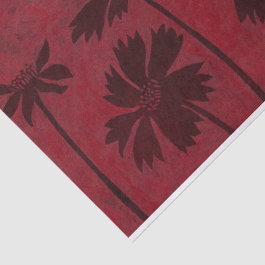 Flowerhead Silhouettes op Crimson Background Tissuepapier (Detail)